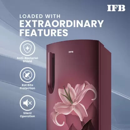 IFB 197L 5 Star Direct-Cool Single Door Refrigerator with Advanced Inverter Compressor (2024, IFBDC-2235DRBED, Midnight Bloom Red) Extraordinary Storage with Humidity Controller with Base Drawer