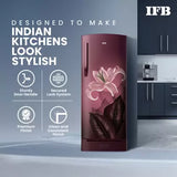 IFB 197L 5 Star Direct-Cool Single Door Refrigerator with Advanced Inverter Compressor (2024, IFBDC-2235DRBED, Midnight Bloom Red) Extraordinary Storage with Humidity Controller with Base Drawer