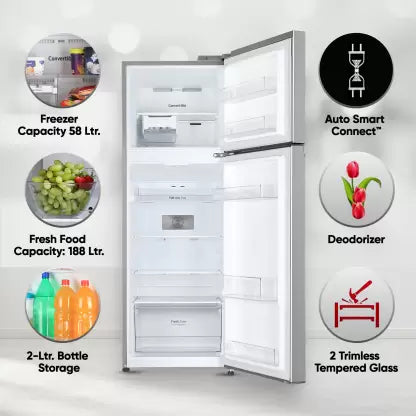 LG 246 L Frost Free Double Door 3 Star Convertible Refrigerator with Inverter Compressor, Express Freeze & Multi Air Flow