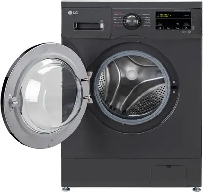 LG 8 kg 5 Star with Steam, Inverter Direct Drive, 6 Motion Direct Drive, Touch Panel and 1400 RPM Fully Automatic Front Load Washing Machine with In-built Heater Black, Grey  (FHM1408BDM)