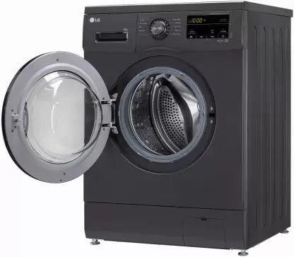 LG 8 kg 5 Star with Steam, Inverter Direct Drive, 6 Motion Direct Drive, Touch Panel and 1400 RPM Fully Automatic Front Load Washing Machine with In-built Heater Black, Grey  (FHM1408BDM)