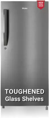 Haier 190 L Direct Cool Single Door 5 Star Refrigerator with Toughned Glass ShelfLarge Vegetable Box (Dazzle steel, HED-205DS-P)