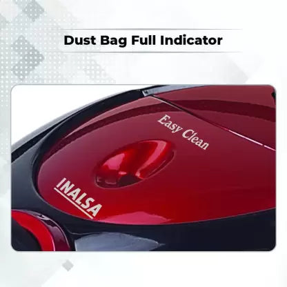 Inalsa Easy Clean Dry Vacuum Cleaner with Reusable Dust Bag  (Red, Black)