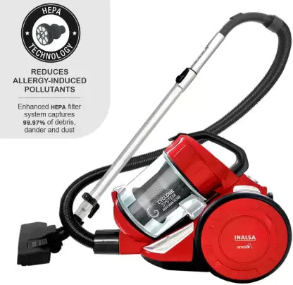 Inalsa Aristo Bagless Dry Vacuum Cleaner with Reusable Dust Bag  (Red)