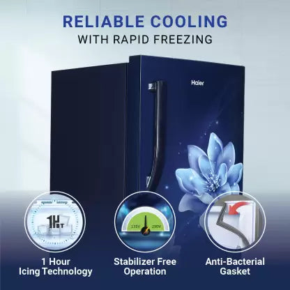 Haier 190 L Direct Cool Single Door 5 Star Refrigerator with Base Drawer with ,Large Storage Space1 Hour Icing Technology (Marine Peony, HED-205MFB-P)