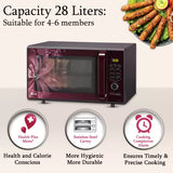 LG 28 L with Diet Fry, 360 Motorised Rotisserie for crispy and tasty bar-be-que recipes and 251 Auto Cook Menu Convection Microwave Oven (MC2886BRUM, Black)