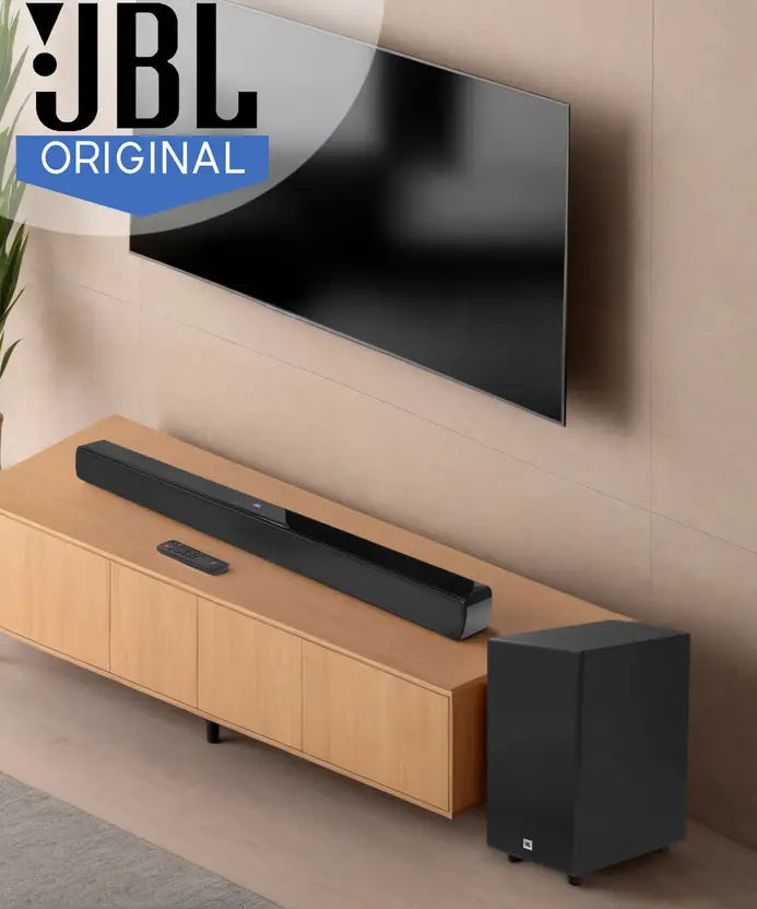 JBL Cinema SB190 Deep Bass, Dolby Atmos Soundbar with Wireless Subwoofer for Extra Deep Bass, 2.1 Channel with Remote, Sound Mode for Voice Clarity, HDMI eARC, Bluetooth & Optical Connectivity (380W)