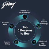 Godrej 8 Kg 5 Star Zero Pressure (0.02 MPa) Technology With Steel Drum Fully-Automatic Top Load Washing Machine (WTEON ADA 80 5.0 FEFN GLGR, Glacial Grey, With Soft Close Lid)