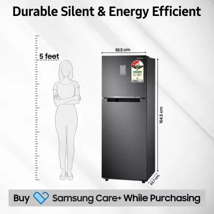 SAMSUNG 236 L Frost Free Double Door 3 Star Convertible Refrigerator with Digital Inverter and Display (Black DOI, RT28C3733B1/HL)