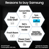 SAMSUNG 363 L Frost Free Double Door 2 Star Refrigerator with Digital Inverter, Convertible 5-in-1 and Display