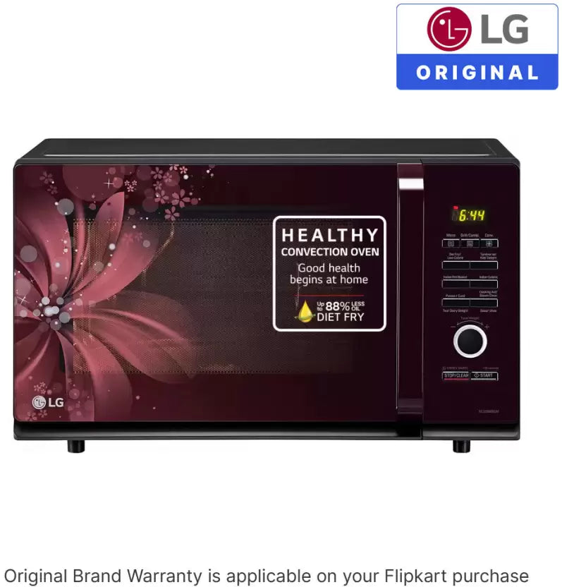 LG 32 L with Diet Fry, 360 Motorised Rotisserie for crispy and tasty bar-be-que recipes and 301 Auto Cook Menu Convection Microwave Oven