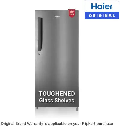 Haier 190 L Direct Cool Single Door 5 Star Refrigerator with Toughned Glass ShelfLarge Vegetable Box (Dazzle steel, HED-205DS-P)