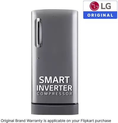 LG 185 L Direct Cool Single Door 5 Star Refrigerator with Base Drawer with Smart Inverter Compressor, Smart Connect, Fast Ice Making (Shiny Steel, GL-D201APZU)