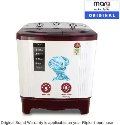 MarQ by Flipkart 6 kg 5 Star Rating Innowash Range Semi Automatic Top Load Washing Machine White, Maroon