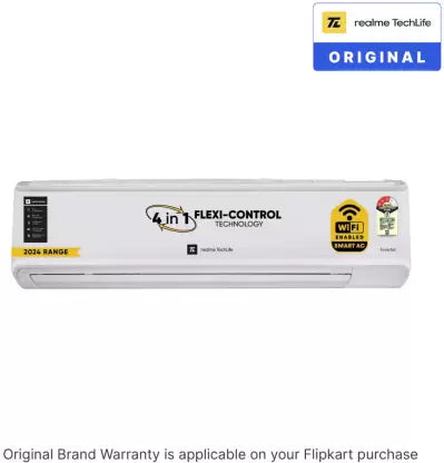 realme TechLife 2024 Model 1.5 Ton 3 Star Split Inverter Smart AC with Wi-fi Connect - White