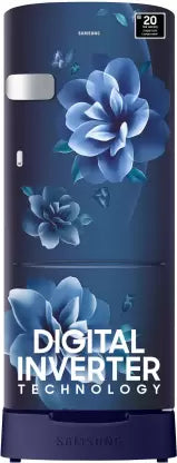 SAMSUNG 223 L Direct Cool Single Door 3 Star Refrigerator with Base Drawer with Digital Inverter (Camellia Blue, RR24D2Z23CU/NL)