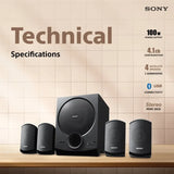 Sony SA-D40M2 All in One 4.1ch Home Theatre System with 100W Power Output and Powerful Subwoofer