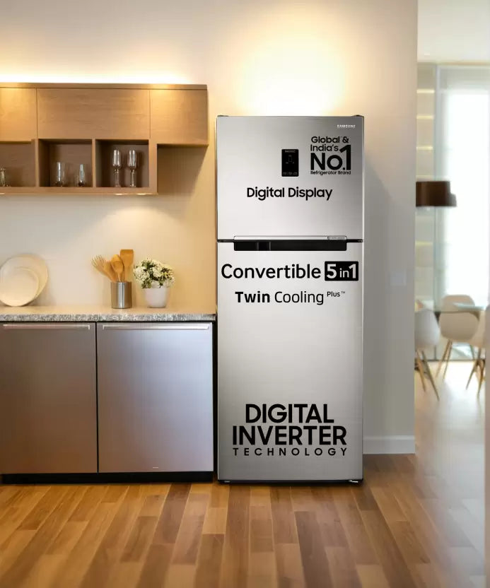 SAMSUNG 363 L Frost Free Double Door 2 Star Refrigerator with Digital Inverter, Convertible 5-in-1 and Display