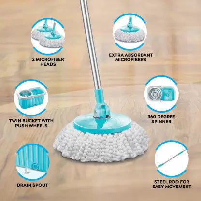 Prestige PSB 11 Magic Mop with Steel Winger and 2 Mop-heads Mop Set