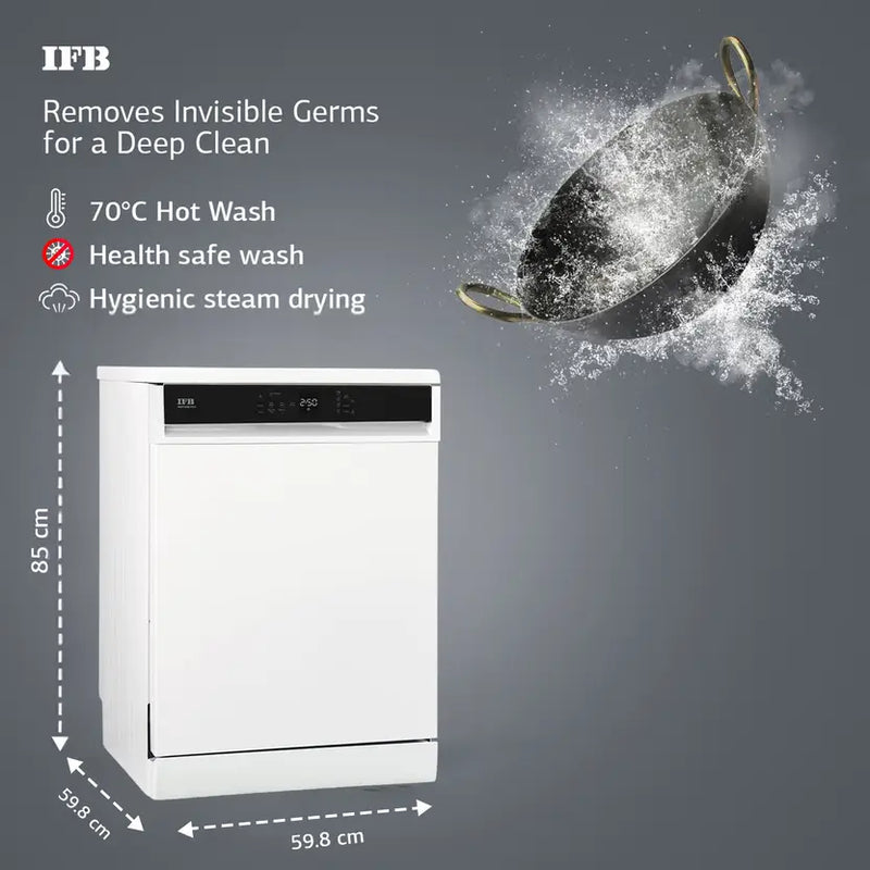 IFB 14 Place Settings with DeepClean Technology Freestanding Dishwasher (Neptune FX14, White)