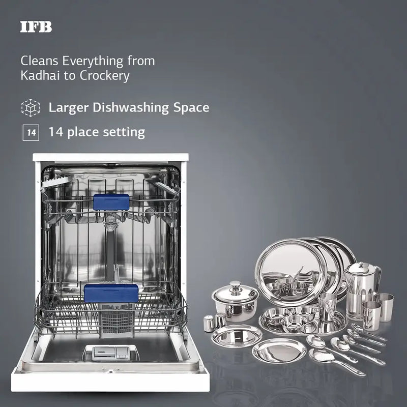 IFB 14 Place Settings with DeepClean Technology Freestanding Dishwasher (Neptune FX14, White)
