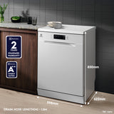 Electrolux 13 Place Settings Dishwasher Machine for Home, Fully Automatic with AirDry, In-Built Heater, White, UltimateCare 300, ESA47220SW
