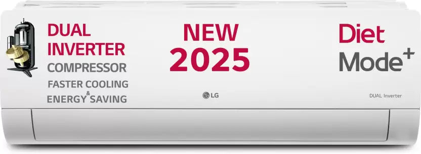 LG 2025 Mode AI Convertible 6-in-1 1.5 Ton 3 Star Split AI Dual Inverter with Faster Cooling and Energy Saving, VIRAAT Mode and Diet Mode Plus AC - White(US-Q18JNXE, Copper Condenser)