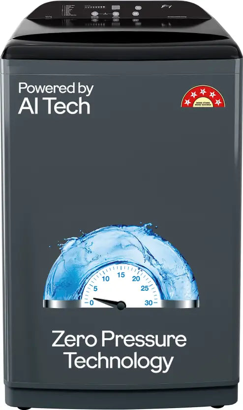 Godrej 8 Kg 5 Star Zero Pressure (0.02 MPa) Technology With Steel Drum Fully-Automatic Top Load Washing Machine (WTEON ADA 80 5.0 FEFN GLGR, Glacial Grey, With Soft Close Lid)