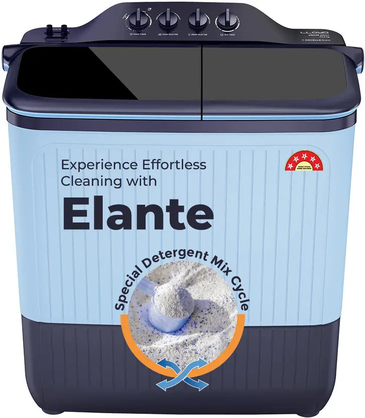 Lloyd 12 kg Semi Automatic Top Load Washing Machine White, Black (GLWS125EPHIB)