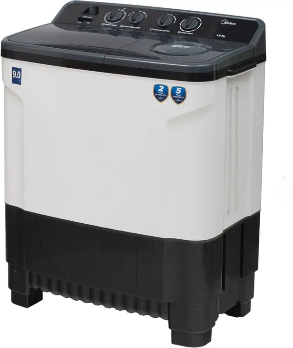 Midea Washing Machine Semi Automatic 9.0 KG Plastic Lid Black White,MWMSA090PPG(KW)