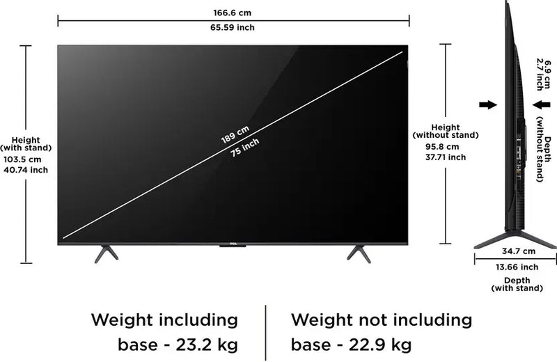 TCL P7K 189 cm (75 inch) QLED Ultra HD (4K) Smart Google TV (75P7K)