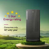 Godrej 207 L 5 Star | Turbo Cooling Technology Toughened Glass Shelves | Single Door Refrigerator (RD EMARVEL 230E TDI FS ST | Fossil Steel)