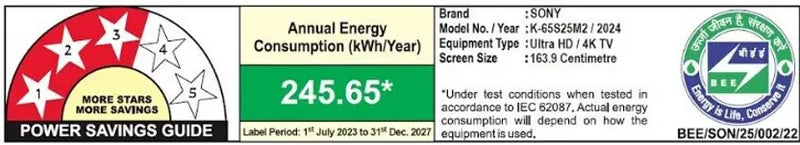 Sony 164 cm (65 inches) BRAVIA 2 4K Ultra HD Smart LED Google TV K-65S25M2 (Black)