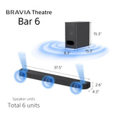 SONY Bravia Theatre Bar 6(HT-B600)Dolby Atmos, Wireless subwoofer, 2-Upfiring Speaker Bluetooth Soundbar (Black, 5.1 Channel)