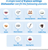 Midea WQP8-3802D Free Standing 8 Place Settings Intensive Kadhai Cleaning| No Pre-rinse Required Dishwasher