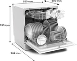 Midea WQP8-3802D Free Standing 8 Place Settings Intensive Kadhai Cleaning| No Pre-rinse Required Dishwasher