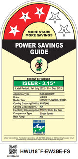 Haier 2025 Model 1.5 Ton 3 Star Window Air Flow, Anti Bacterial Filter, 54 High Ambient Performance, Dynamic Cooling, Top Flow AC(HWU18TF-EW3BE- FS, White)