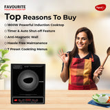 Pigeon 1800 W Induction Cooktop Push Button (Black, Favourite)