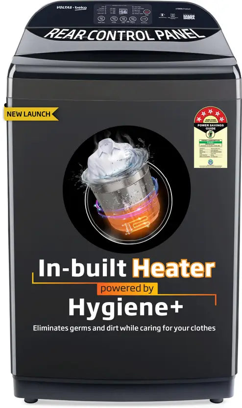 Voltas Beko, A Tata Product 11 Kg 5 Star Fully-Automatic Top Loading Washing Machine (WTL1106UEAH / OBS3060, Dark Grey, Inbuilt Heater)