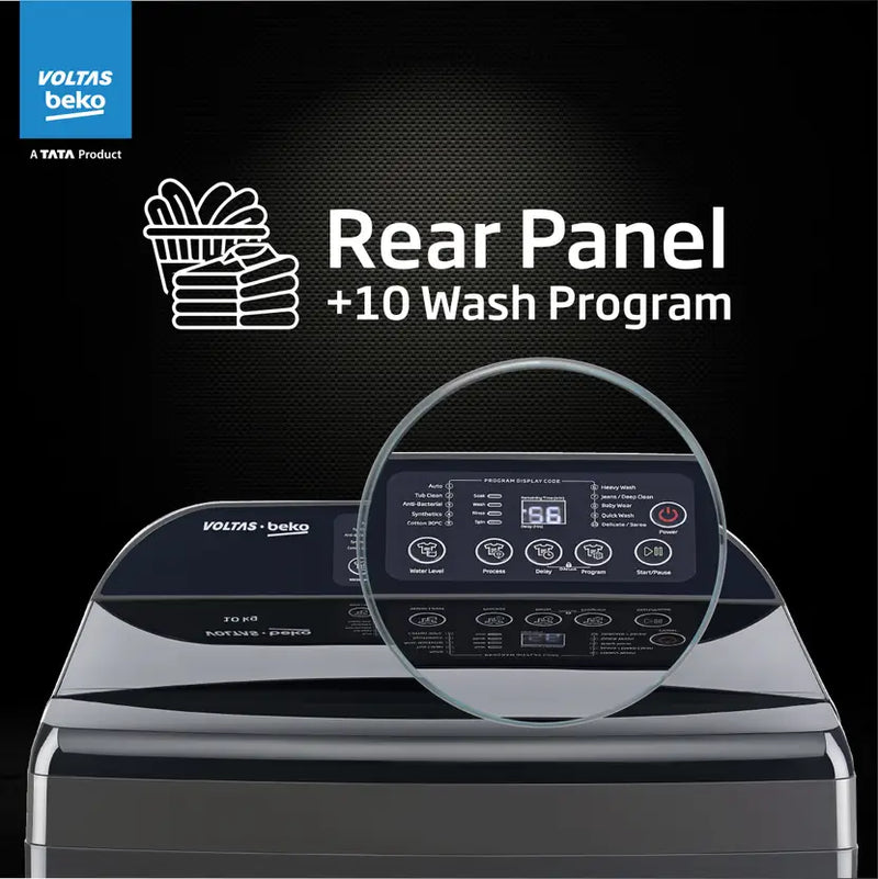 Voltas Beko, A Tata Product 11 Kg 5 Star Fully-Automatic Top Loading Washing Machine (WTL1106UEAH / OBS3060, Dark Grey, Inbuilt Heater)