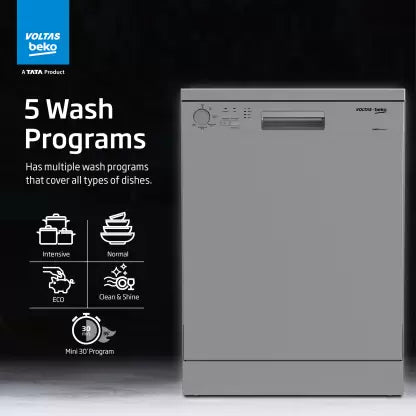 Voltas Beko by  A TATA Product DF14S3 Free Standing 14 Place Settings Dishwasher