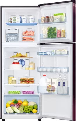 SAMSUNG 301 L Frost Free Double Door 2 Star Convertible Refrigerator (Rythmic Twirl Red, RT34C45224R/HL)