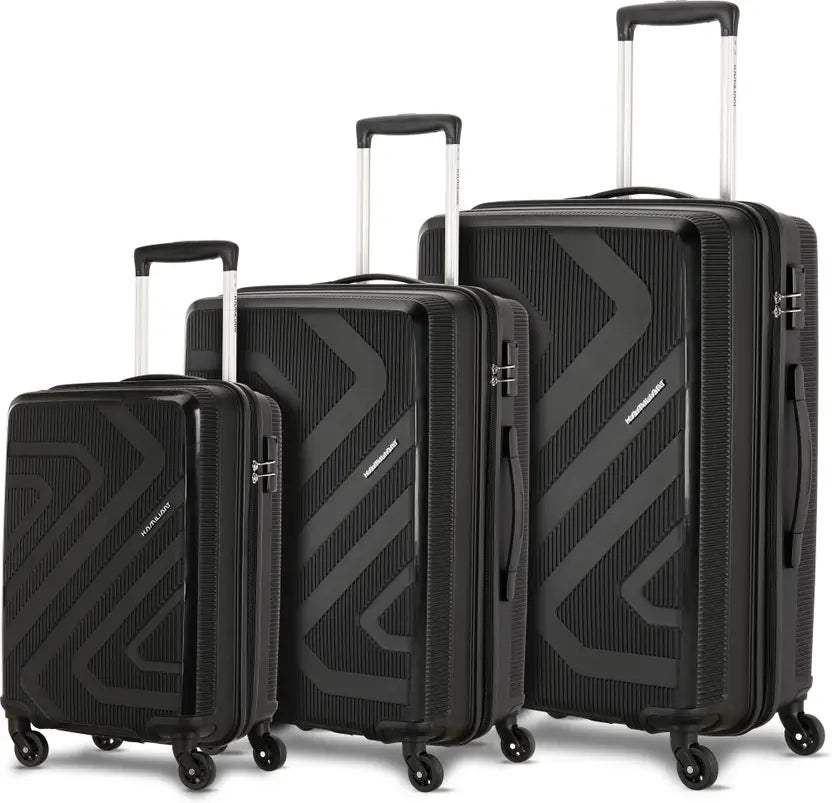 Kamiliant By American Tourister Hard Body Set Of 3 Luggage 4 Wheels - Kam Kiza Sp 3Pcset -Black - Black