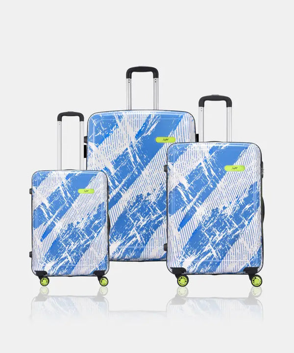 Skybags Hard Body Set Of 3 Luggage 8 Wheels - Stroke Neo 3P Set (Cabin+Medium+Large) Trolley Bag - Suitcase - Blue