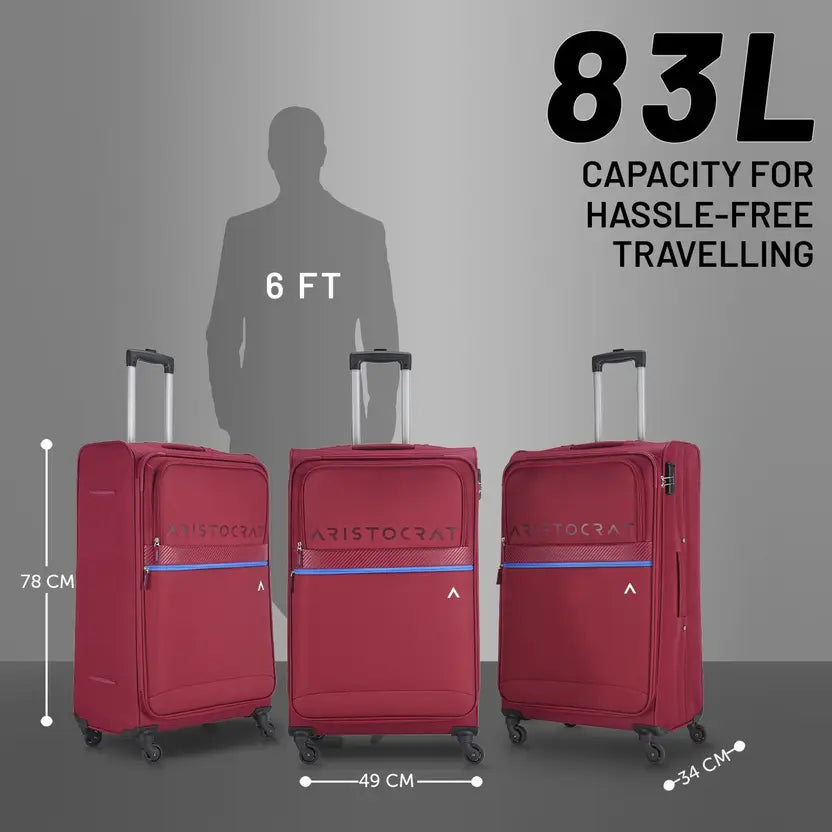 Aristocrat Large Check-In Suitcase (79 Cm) 4 Wheels - 79 - Trolley Bag - Red