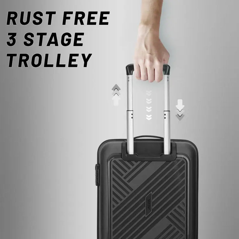 Alfa By Vip Small Cabin Suitcase (55 Cm) 4 Wheels - Rhino - 55 Hardbody Trolley Bag - Black