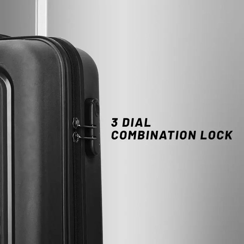 Alfa By Vip Small Cabin Suitcase (55 Cm) 4 Wheels - Rhino - 55 Hardbody Trolley Bag - Black