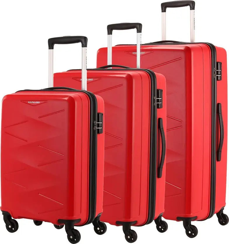 Kamiliant By American Tourister Hard Body Set Of 3 Luggage 4 Wheels - Triprism Spinner 3Pc Set Red - Red