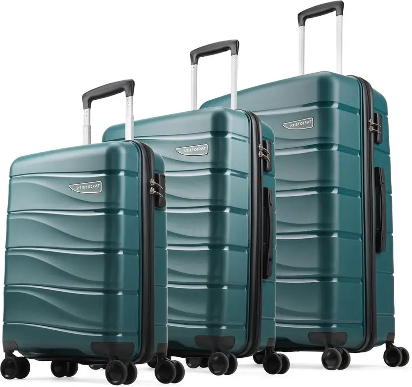 Aristocrat Hard Body Set Of 3 Luggage 8 Wheels - 3P Set (Cabin+Medium+Large) - Trolley Bag - Blue