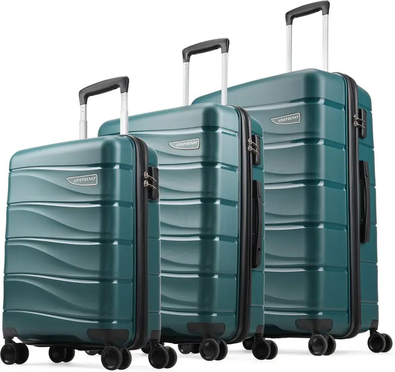 Aristocrat Hard Body Set Of 3 Luggage 8 Wheels - 3P Set (Cabin+Medium+Large) - Trolley Bag - Blue